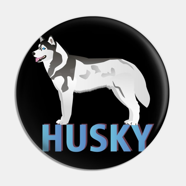 Lively Husky Dog Side View Pin by NorseTech