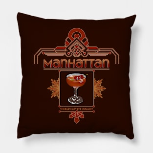 Retro Manhattan Cocktail Illustration Pillow