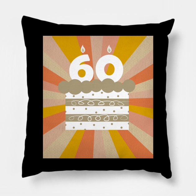 Happy Birthday  60Years Loved  Cake Party Pillow by patsuda