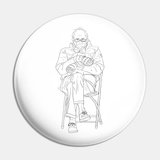 Bernie Sanders Line Art Pin