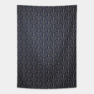 Art Deco Palm Pattern in Midnight Blue Tapestry