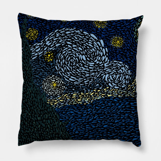 Starry Night Pillow by Mixmediarts 