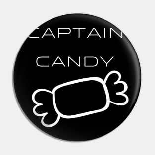 Captain Candy Typography White Design Pin