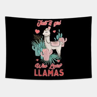 Just A Girl Who Loves Llamas, Cute Llama Boho Design T-Shirt Tapestry