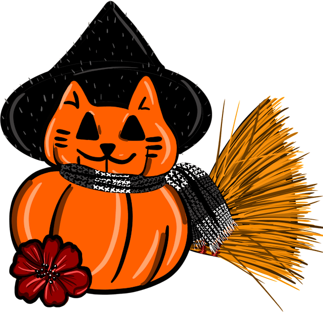 Pumpkin cat Kids T-Shirt by Witchvibes