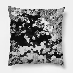 Abstract Black White Patch Patterns Pillow