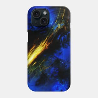 Shooting Star in the Night Sky Abstract Blue and Black Artwork Phone Case