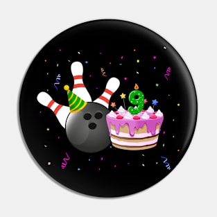 Bowling 9th Birthday Bday Party Kids 9 years Old Bowler Pin