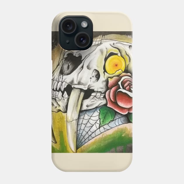 Sabertooth Skull Phone Case by Toby Sasquatch