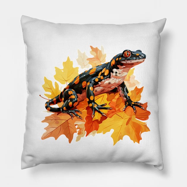 Fire Salamander Pillow by zooleisurelife