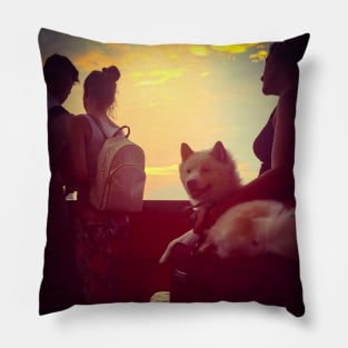 Staten Island Ferry Dog Sunset New York City Pillow
