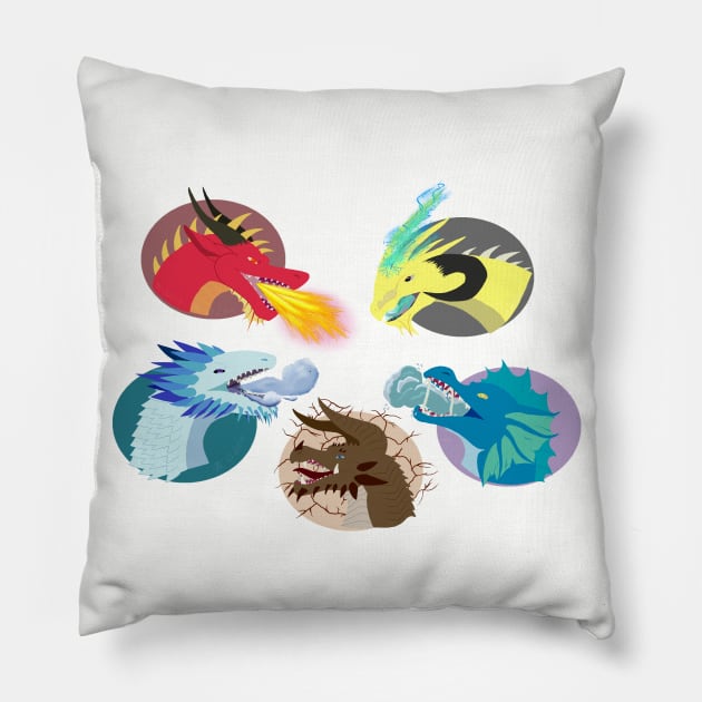 Dragon Elements Sub Badges Pillow by mystykm-merch