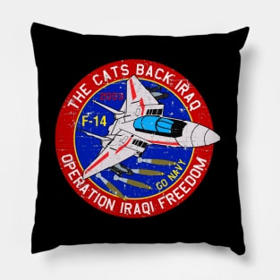 F-14 Tomcat - The Cats Back Iraq - Grunge Style Pillow