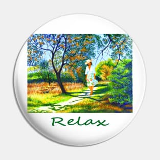 Woman girl peaceful relaxed walking in park zen yoga buddhism Pin