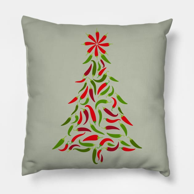 Red and Green Chile Pepper Tree Pillow by NeddyBetty