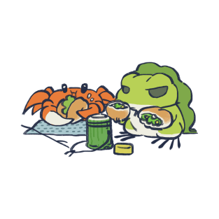 traveling frog eating picnic lunch with crab / tabi kaeru T-Shirt