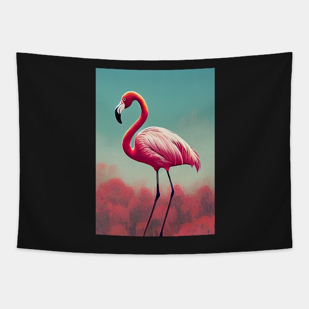 Kitch Flamingo Art Tapestry by Geminiartstudio