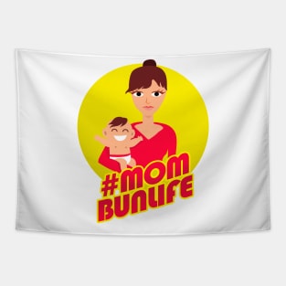 Mom Bun Life Funny Moms Mother Tapestry