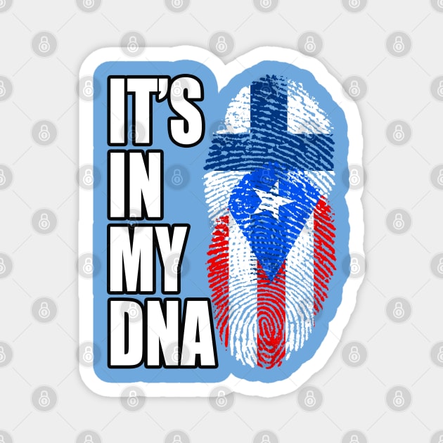 Finnish And Puerto Rican Mix DNA Flag Heritage Magnet by Just Rep It!!