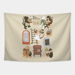 book shoppe cats Tapestry