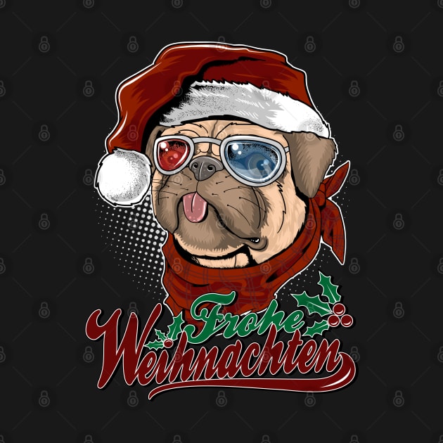 Frohe Weihnachten cute pug by RockabillyM