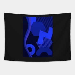 Blue Graphic Art Tapestry