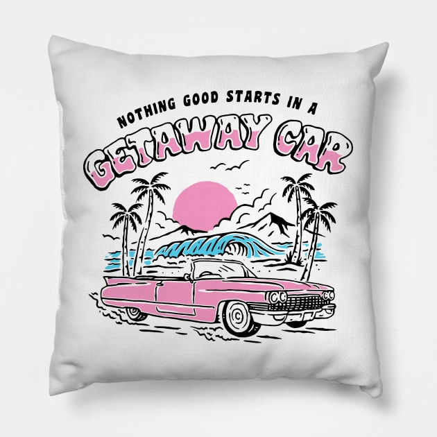 Vintage Nothing Good in a Car Retro Pillow by masterpiecesai