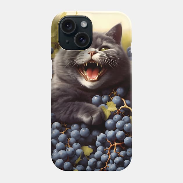 Berrylicious Retro Whiskers: Kitschy Cats and Sweet Blueberries Phone Case by KittyStampedeCo