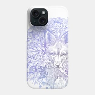 Pastel purple blue hiding fox Phone Case