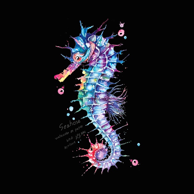 Seahorse painted with fantasy style watercolor 1 by Joy8046