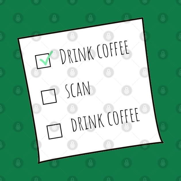 Scan and Drink Coffee MRT Checklist Blue BG by Humerushumor