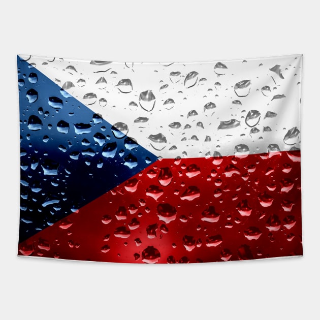 Flag of the Czech Republic - Raindrops Tapestry by DrPen