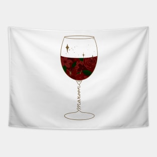 Maroon Wine Glass Tapestry