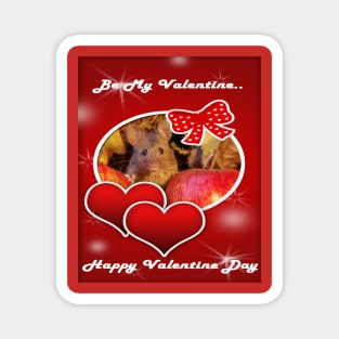 George the mouse in a log pile house - Valentine's Day card Magnet