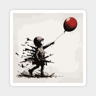 Peace and freedom, soldier girl with red baloon Magnet