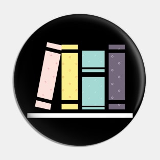 Pastel Book On Shelves Stack Of Pink, Yellow & Purple Books Pin