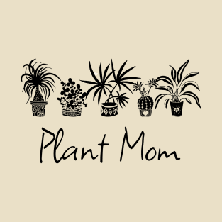 Plant Mom Potted Plants (Black) T-Shirt