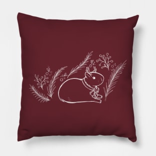 Reindeer Capybara [White Lines] Pillow