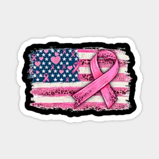 American Flag Pink Ribbon Leopard Breast Cancer Awarenes Magnet