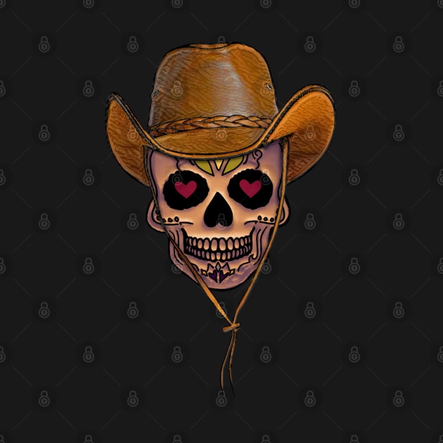 Cowboy Hat Halloween Skull by SoLunAgua