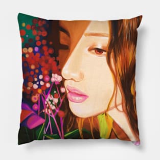 Divine Feminine Japanese Garden Portrait Pillow