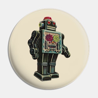 Vintage Mechanical Gear Robot Sci-Fi Pin