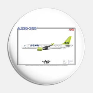 Airbus A220-300 - airBaltic (Art Print) Pin