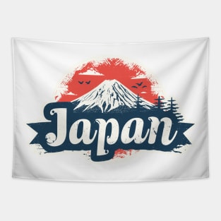 japan fuji san - minimalist mount fuji silhouette with japan text Tapestry