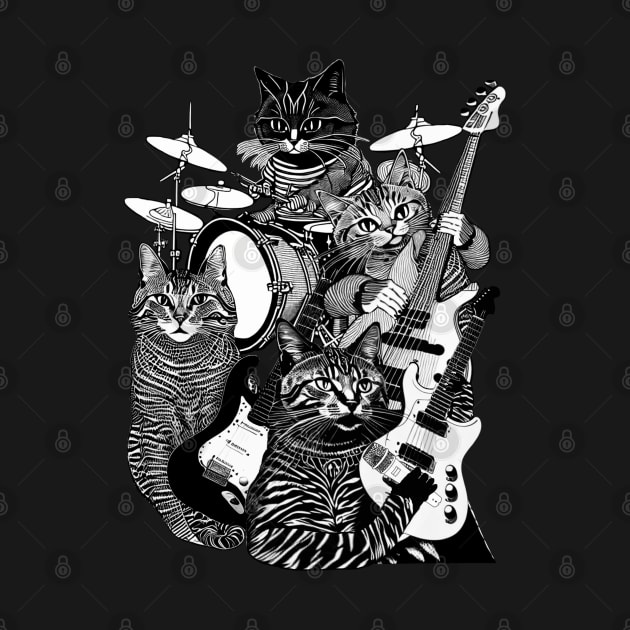 ROCK N ROLL CATS (Guitars, Bass, Drums) Cat Rock Band by blueversion