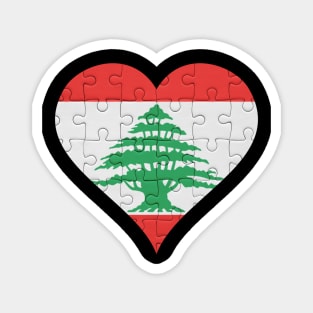 Lebanese Jigsaw Puzzle Heart Design - Gift for Lebanese With Lebanon Roots Magnet