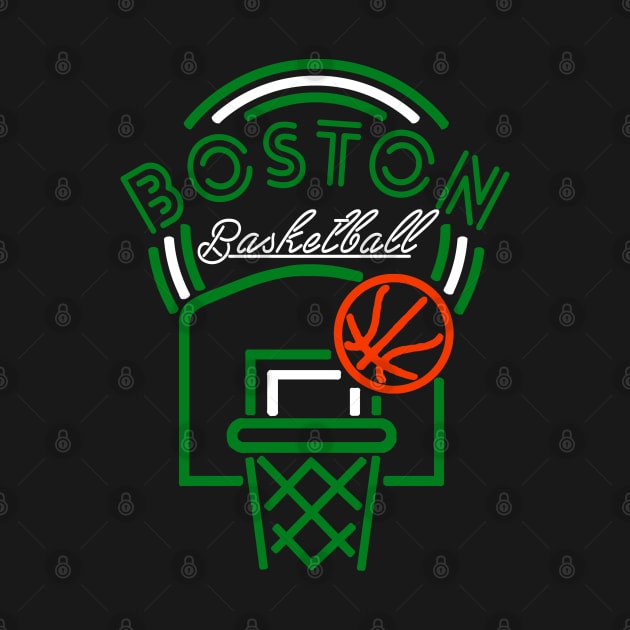 Neon Boston Basketball by MulletHappens