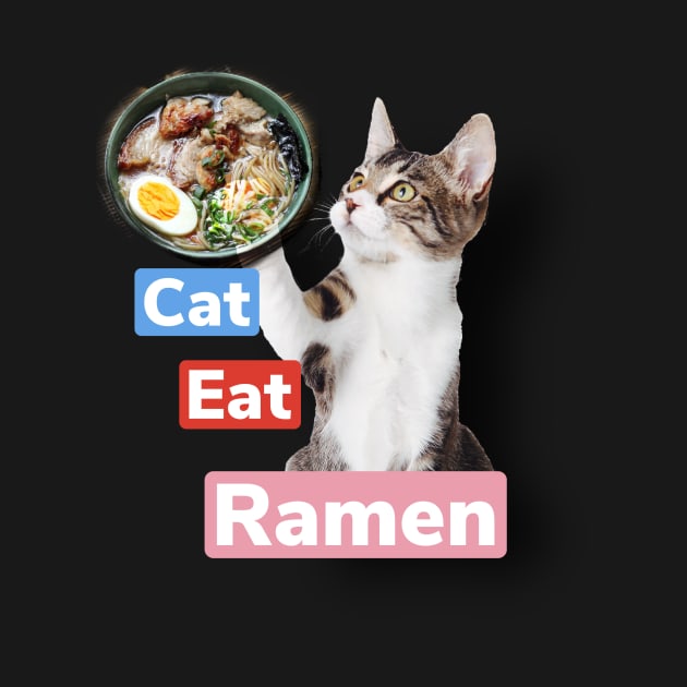 Cat eating ramen by pmeekukkuk