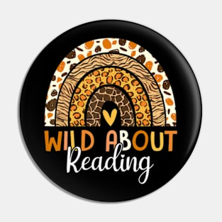 Wild About Reading Teacher Back To School Leopard Rainbow Pin