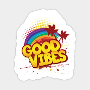 'Rainbow Good Vibes 70s Retro' Awesome 70s Vintage Magnet